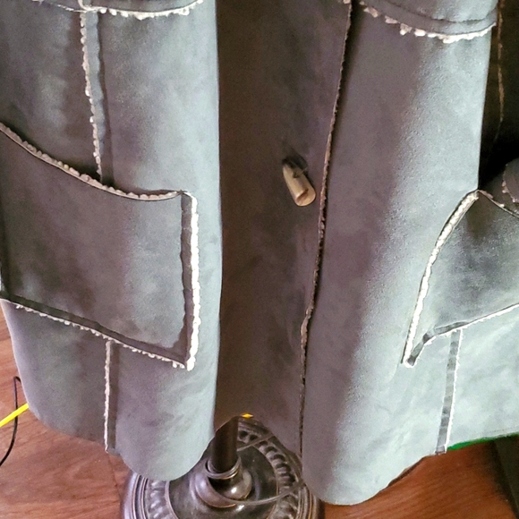 SO BLUE SIGRID OLSEN FAUX SUEDE/FAUX SHEEP WOOL SHEARLING WINTER COAT SZ 3X - Picture 3 of 11